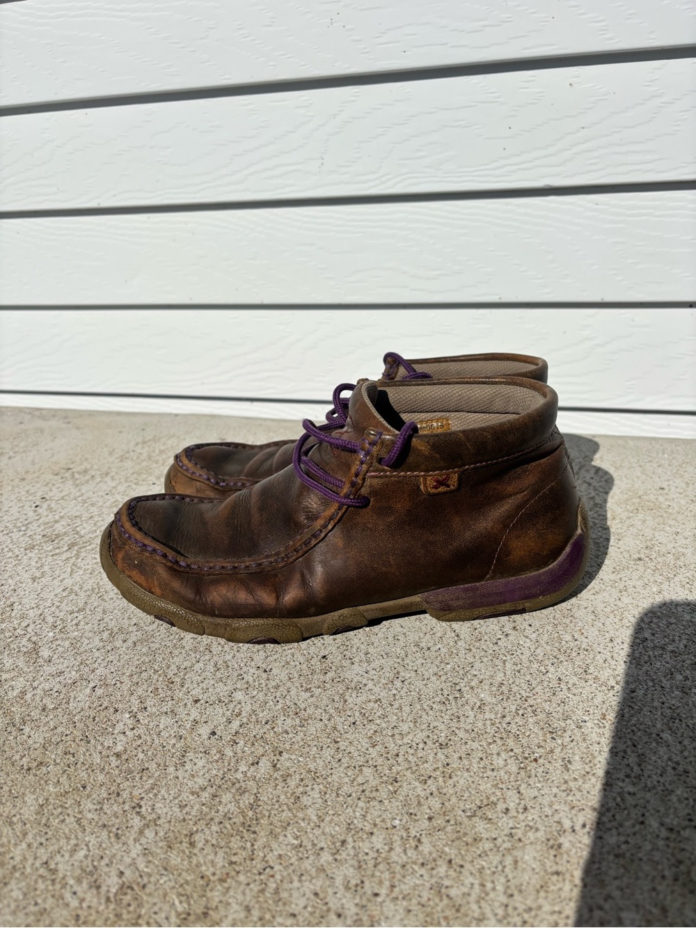 Twisted X Brown Leather Moccasin Boots with Purple Accents